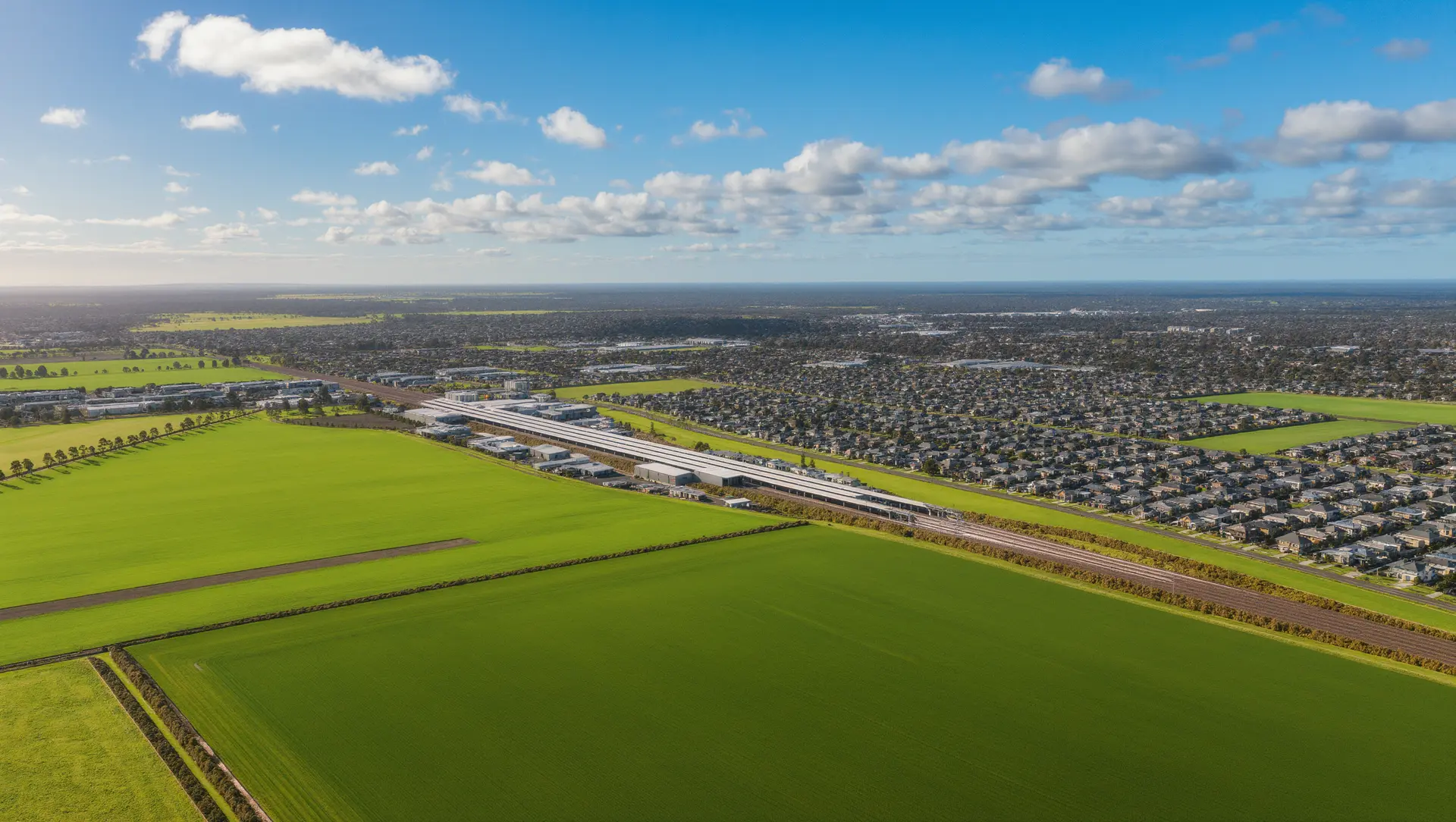 Artist's impression aerial view of the Rockbank South precinct